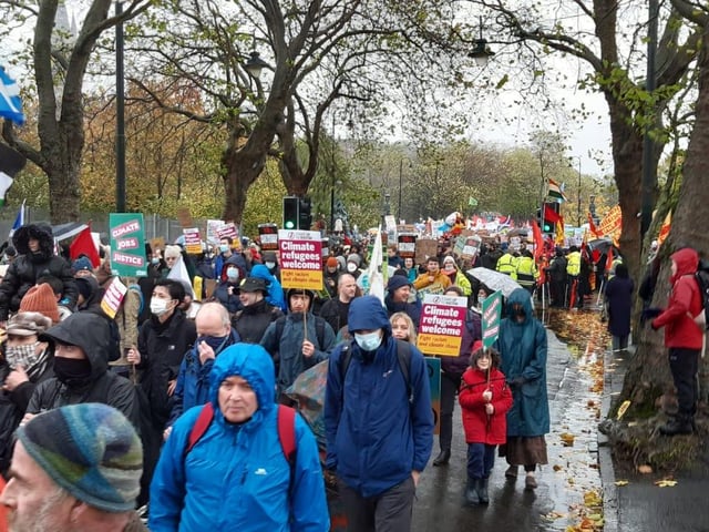 The march began around 12.30 in Kelvingrove park.