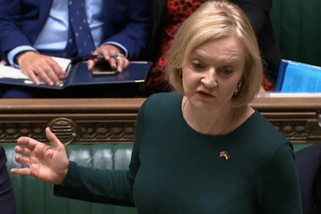 PM Liz Truss says energy price cap will be 'frozen' at £2,500 annually for the next two years.(Photo by -/PRU/AFP via Getty Images)
