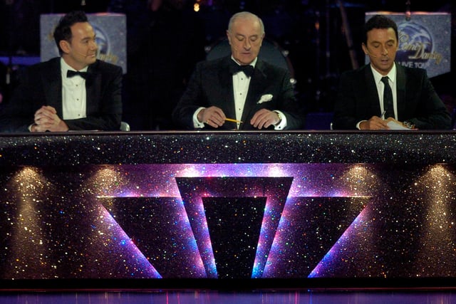 The judges, from left, Craig Revel Horwood, Len Goodman and Bruno Tonioli, on the Strictly Come Dancing Tour at Motorpoint Arena in 2011