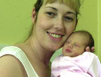 Joanne Barras with newborn Charlotte. Born Dec 26, 2001.
