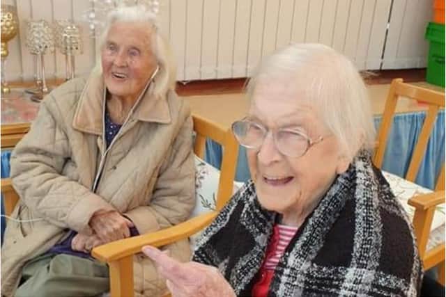 Beechy Knoll Care Home: Something is tickling Eliza and Kitty.
