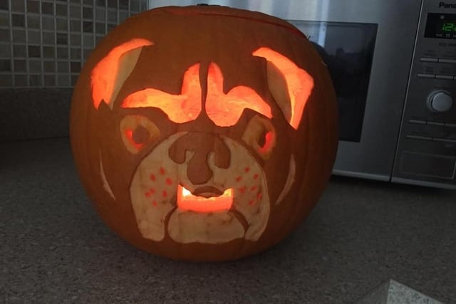 Louise Lowry Cryer shared this great dog themed carving - what great details.