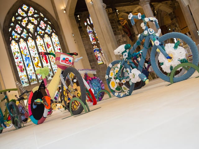 The Woolly Bike Trail launch at Sheffield Cathedral as part of Yorkshire Festival, July 3, 2014, celebrating the big event