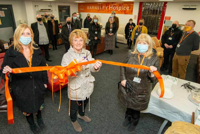 From left, Julie Ferry, Judy Holling and Carole Gibbard at the official opening of Barnsley Hospice Retail Hub