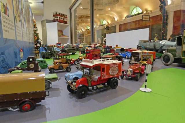 Model cars and playsets from different eras are on display at the exhibition. The toy brands include Corgi, Dinky, Matchbox, Hot Wheels, Triang and many more.