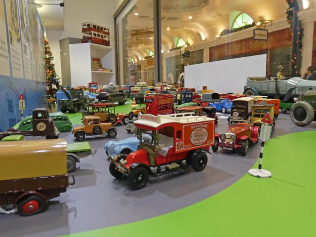 Model cars and playsets from different eras are on display at the exhibition. The toy brands include Corgi, Dinky, Matchbox, Hot Wheels, Triang and many more.