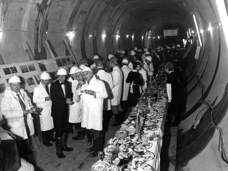 Guests at the underground opening of the Don Valley Intercepting Sewer Stage 1 in November 1982.
