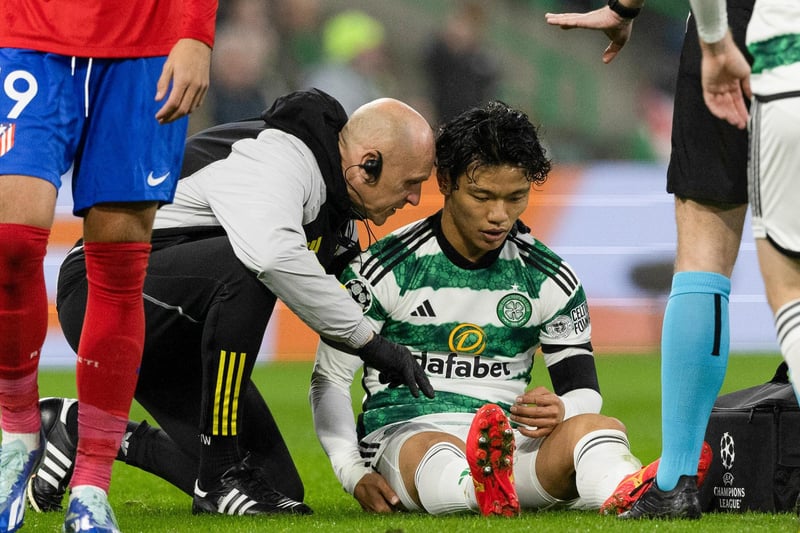 It appears increasingly likely the midfielder will be fit to play for Japan at the Asian Cup tournament starting early next year. Rodgers confirmed Hatate is "progressing well but the likelihood is he won't be involved in that. We're judging that as we go, but he will be like a new signing for us" Was allowed to head back to Japan to continue his rehab and is due back in Glasgow later this week to be assessed. Expected return date: End of January 2024 (after winter break)