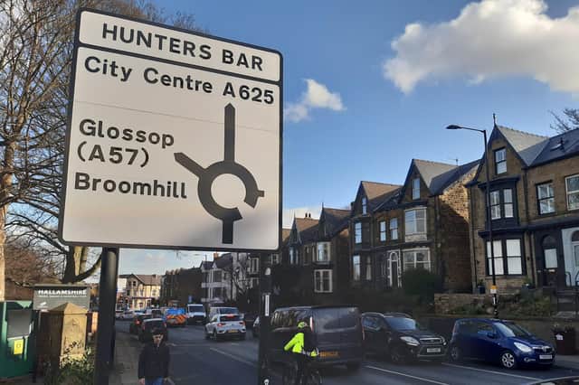 Hunter's Bar, on Ecclesall Road, Sheffield, where the council is planning to introduce a 'Red Route' bus scheme which will ban parking along this very popular highway.
