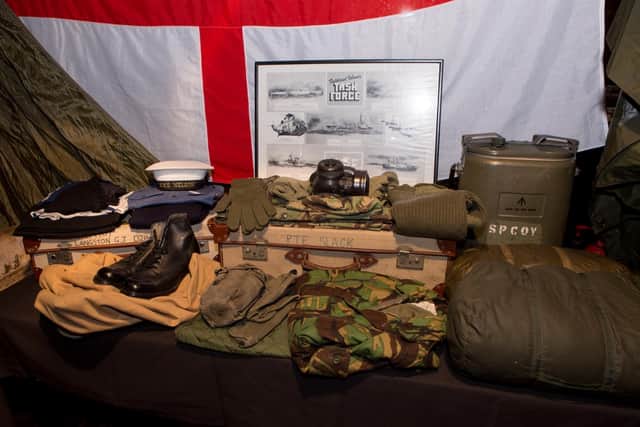 Some of the equipment issued to service men serving in the Falklands conflict.