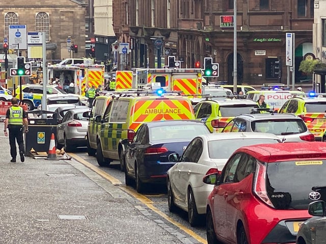 A heavy police presence has been spotted in West George Street, Glasgow, this afternoon