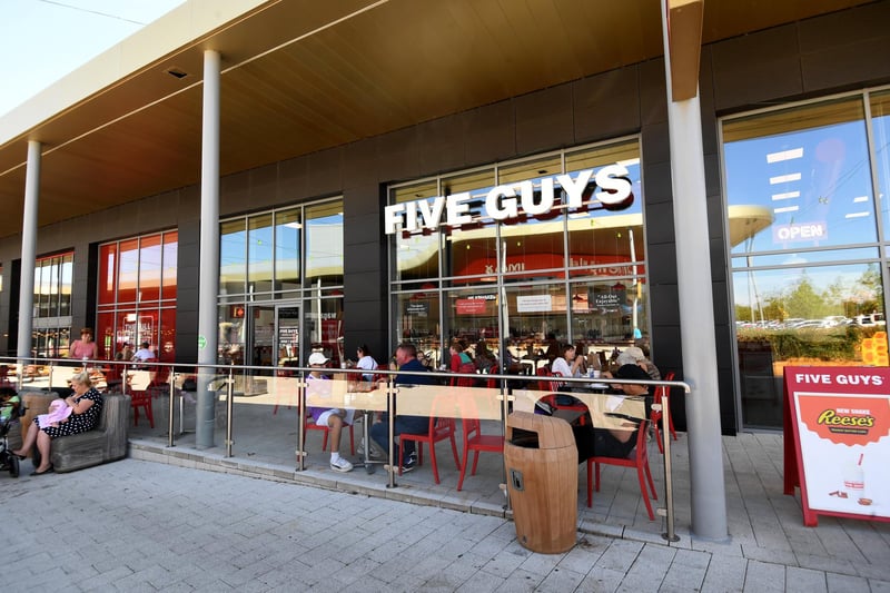 The White Rose Five Guys is rated at 4.2 stars according to Google reviews.