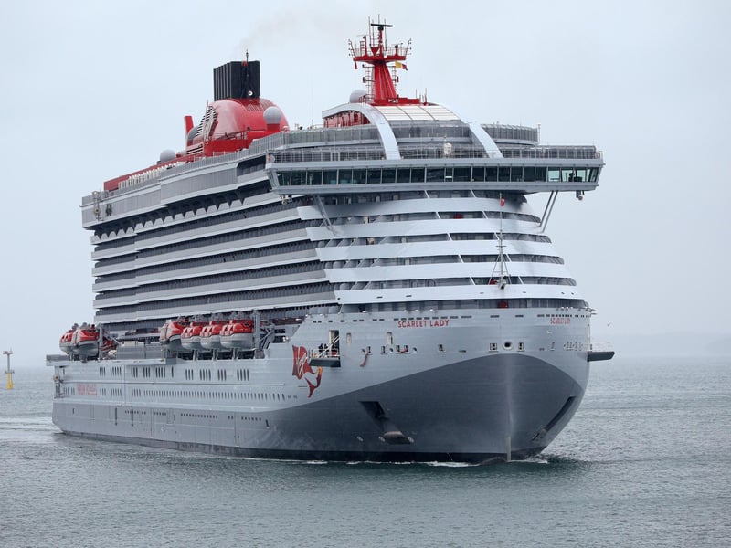 Arrival of Virgin crusie ship Scarlet Lady in Portsmouth. Picture: Chris Moorhouse (jpns 210621-07)