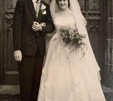 Shirley and John on their wedding day at Ecclesfield Church on April 30, 1960