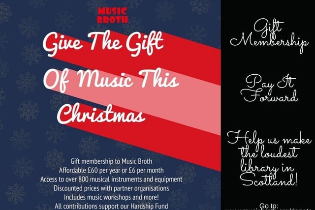 Try something different and give the gift of music through Music Broth, a musical instrument library based in Govan. Although not Edinburgh-based, the company which supports community access to music has free delivery to Edinburgh and across Scotland. You can access them online, let them know who your gift is for and they will do the rest (@MusicBroth).