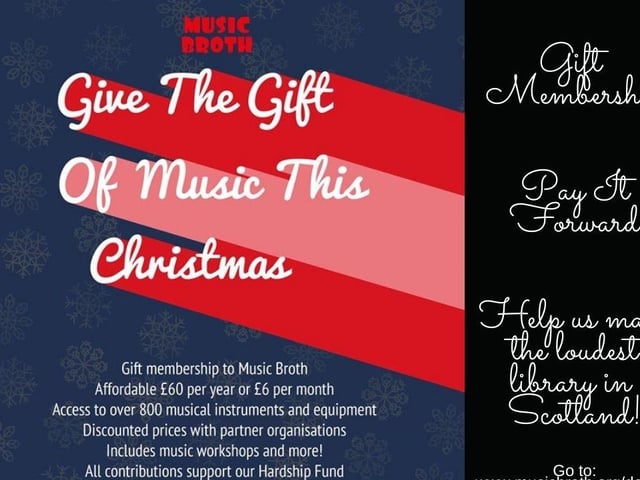 Try something different and give the gift of music through Music Broth, a musical instrument library based in Govan. Although not Edinburgh-based, the company which supports community access to music has free delivery to Edinburgh and across Scotland. You can access them online, let them know who your gift is for and they will do the rest (@MusicBroth).