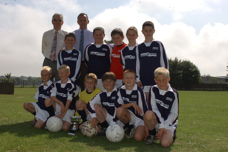 Ashley Primary School's winning football team was pictured in 2003 with coach Bill Wilson and head teacher Phil Grice also in the picture.