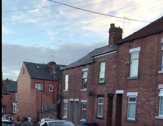 Video footage shows large groups of men shouting at each other, before charging at each other with golf clubs and road signs in Wheldrake Road, Page Hall yesterday evening.
