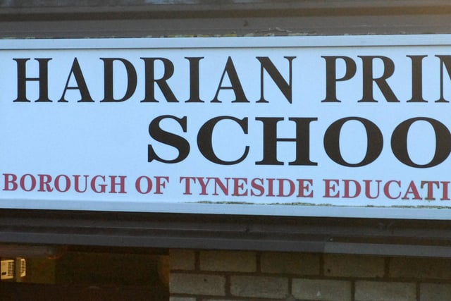 What sits opposite Hadrian Primary School in South Shields?