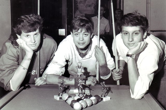 The 1987 Christ Church Youth Club pool team - National Tournament finalists - l/r Caroline Woolhouse, John Cassinelli and Heather Roper
Photo submitted T Woolhouse