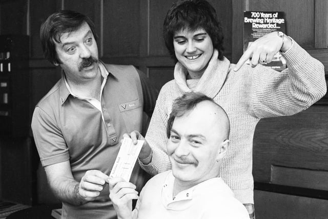 Easington Lane man Bobby Stubbs had half his hair and moustache shaved off for a fund raising stunt at the Free Gardners Arms in Easington Lane. Who remembers the event?