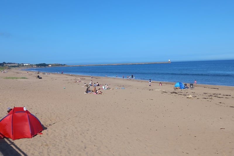 There were plenty of people on the beach at Spittal, including a few hardy folk taking a dip.