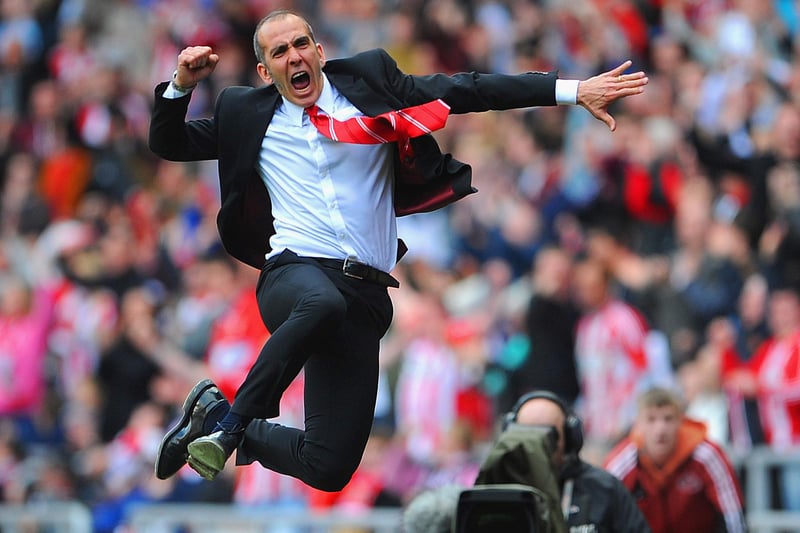 Paolo Di Canio celebrates victory after the Barclays Premier League match between Sunderland and Everton at the Stadium of Light.