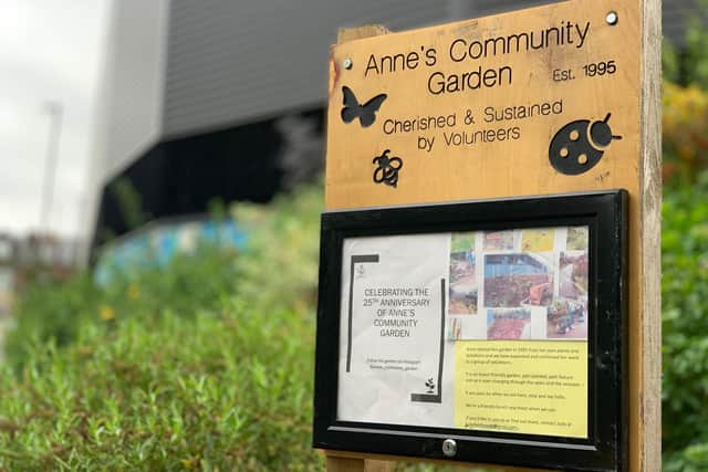 The new noticeboard, at Anne's Community Garden in Heeley
