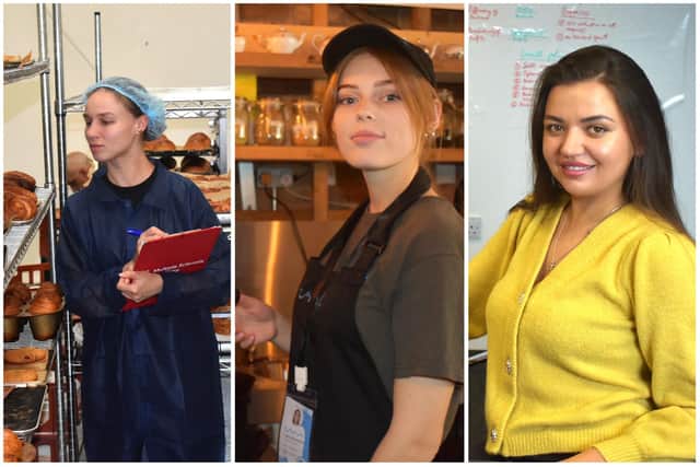 (L-R) Inna, Mariia and Yuliia are all flourishing after being given work at CAWA coffee in Sheffield