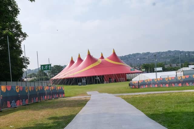 A huge tent has been erected in Hillsborough Park ahead of the festival on Friday.