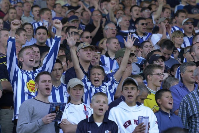 Sheffield Wednesday fans during the derby at Hillsborough in 2002