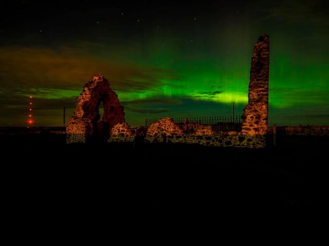 Northern Lights at the old St. Marys Church on the Rattray road near St Fergus.