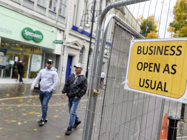 Shoppers on the streets of Doncaster Town centre as South Yorkshire enters the Tier-3 restrictions imposed by the government to try to halt the spread of Covid-19