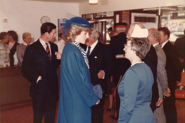 The Prince and Princess of Wales visiting St Luke's Hospice in 1984