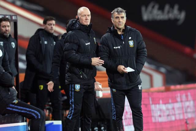 Sheffield Wednesday caretaker boss Neil Thompson alongside Lee Bullen    Pic Steve Ellis
