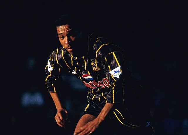 This shirt oozes class, especially when it was Walker wearing it. The yellow pinstripes are great, and as I mentioned before, I'm a fan of dark away kits in general. (Photo by Allsport/Getty Images)