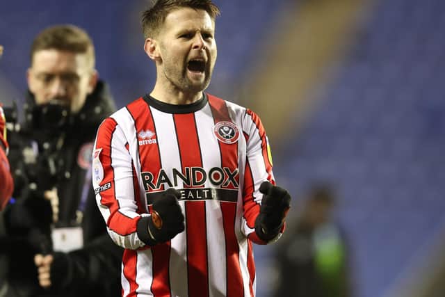 Oliver Norwood celebrates Sheffield United's win over Reading: Paul Terry / Sportimage