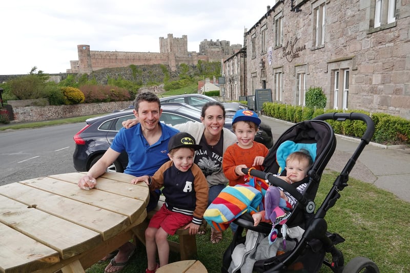 The Rhodes family  from Warrington on holiday. "We're still having a good time. Not getting into castle hasn't affected their holiday fun."