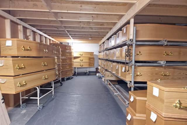 This photo of coffins which had just been delivered upset some people, says Sheffield funeral director Michael Fogg, but he believes it is important to show all aspects of the profession