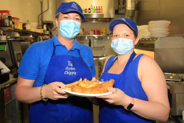 The Market Chippy at The Moor Market in Sheffield. Pictured are Jodie Gibson and Rachael Parker-Wood. Picture: Chris Etchells
