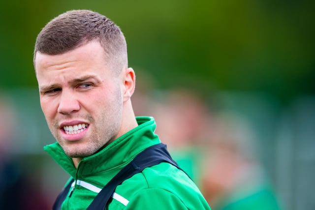 Florian Kamberi looks on during a training session at the Hibernian Training Centre