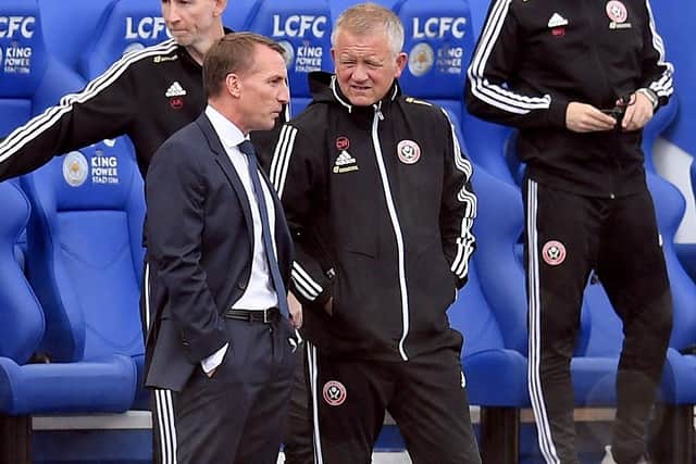 Chris Wilder and Brendan Rodgers will go head-to-head when Sheffield United welcome Leicester City to Bramall Lane on Sunday afternoon. Photo: Michael Regan/NMC Pool/PA Wire.