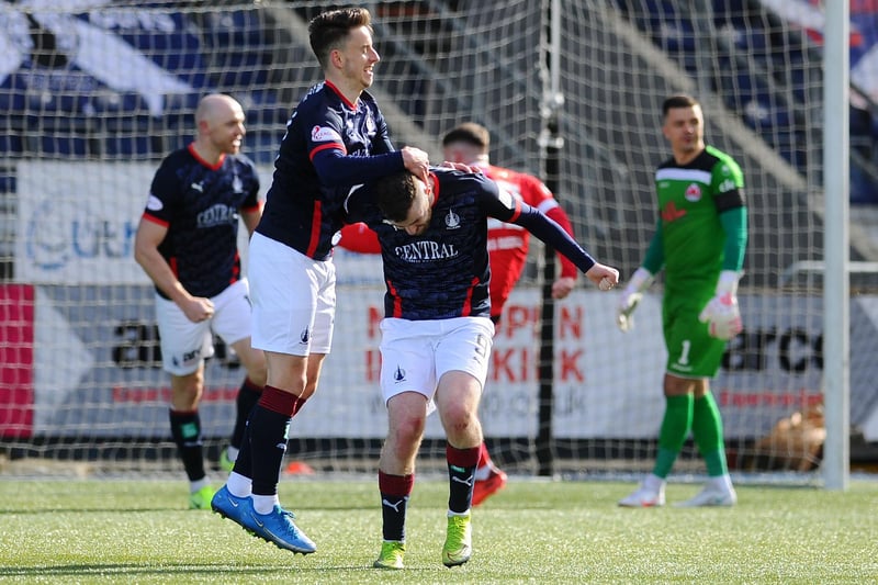 Celebrations ensuing after Aidan Keena's first League One goal for the Bairns