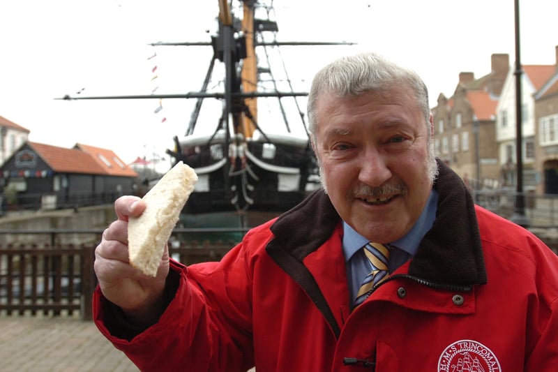 Bryn Hughes was pictured enjoying a sandwich in front of HMS Trincomalee 13 years ago but who can tell us more?