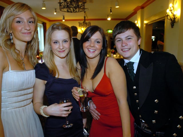 TAPTON SCHOOL PROM l/r: Lauren Brogden, Esme Jones, Rachel Johnson and Ryan Simpson at the Tapton School 6th Form Prom at Baldwins Omega. 24 May 2006