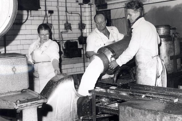 Working in the Sheffield and Ecclesall Co-operative Dairy, Archer Road, Sheffield, April 16, 1962