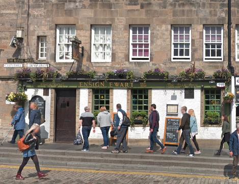 The Ensign Ewart, at 521-523 Lawnmarket, EH1 2PE, has a rating of 4.5 from 616 reviews.