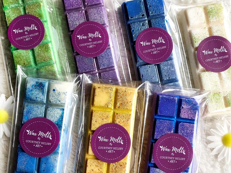 CourtneyHelsbyART sells wax melts, art and dream catchers. She has just launched her spring wax melts collection.