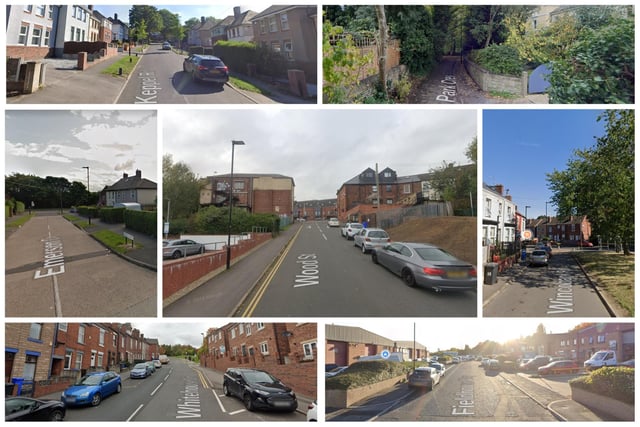 The Sheffield streets pictured here are the locations where the highest number of burglary reports were made to South Yorkshire Police in February 2023