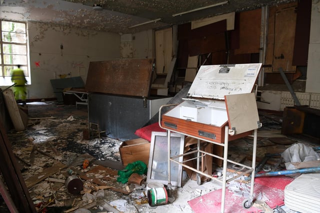 Rooms full of old furniture and equipment left to decay over the years